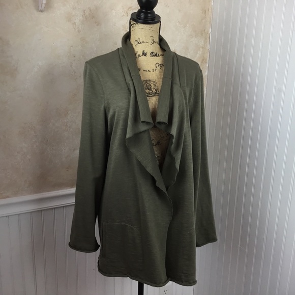 J. Jill Sweaters - J. Jill Olive Green Draped Cardigan Sweater Small
